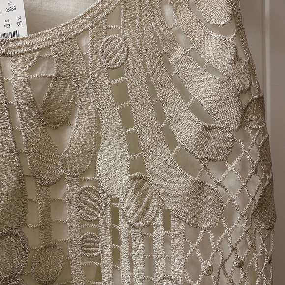 NWT ✨EXPRESS Champagne Glitter Metallic Lace Tank - Picture 3 of 5